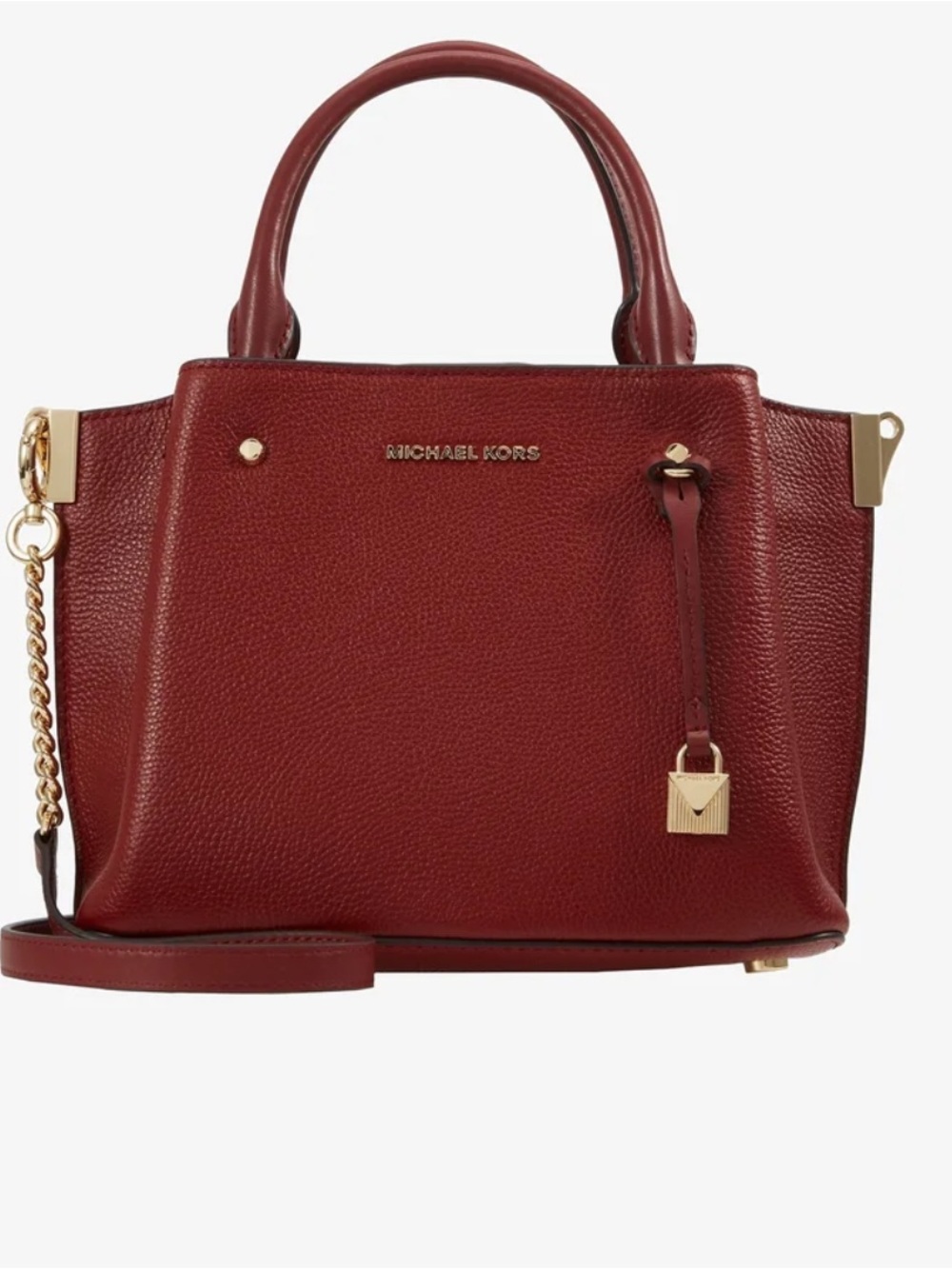 Michael Kors Arielle Brandy Dark Red Leather Large Satchel Bag NWT